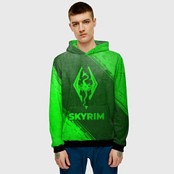 Толстовка-худи мужская Skyrim - green gradient, цвет: 3D-черный — фото 2