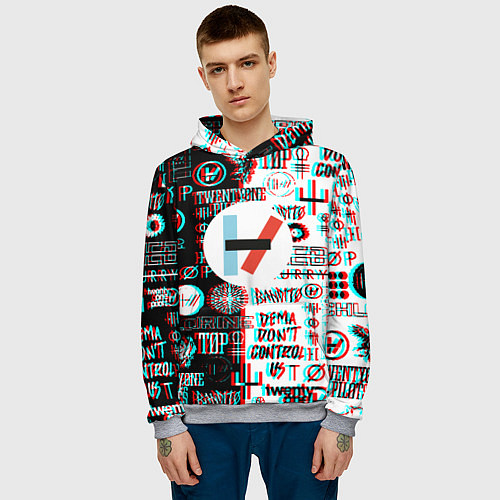 Мужская толстовка Twenty one pilots glitch pattern / 3D-Меланж – фото 3