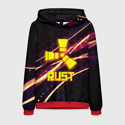 Толстовка-худи мужская RUST game hexagon, цвет: 3D-красный