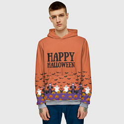 Толстовка-худи мужская Happy Halloween pattern, цвет: 3D-меланж — фото 2