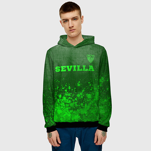 Мужская толстовка Sevilla - green gradient посередине / 3D-Черный – фото 3