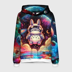 Толстовка-худи мужская Тоторо в открытом космосе - нейроарт, цвет: 3D-белый