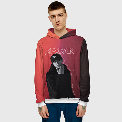 Мужская толстовка Макан - певец / 3D-Белый – фото 3