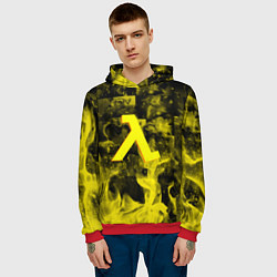 Толстовка-худи мужская Half life flame game, цвет: 3D-красный — фото 2