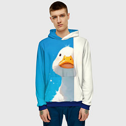 Толстовка-худи мужская Белый гусь выглядывает из-за угла, цвет: 3D-синий — фото 2