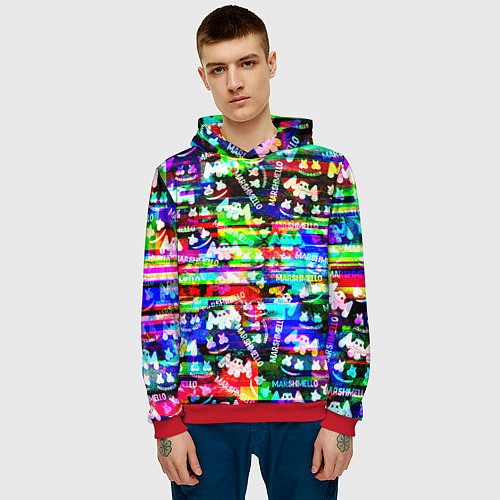Мужская толстовка Marshmello music краски / 3D-Красный – фото 3