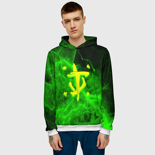 Мужская толстовка Doom storm green / 3D-Белый – фото 3