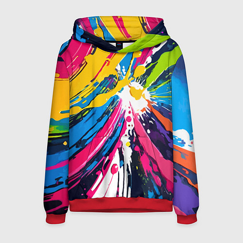 Мужская толстовка Красочная абстракция - экспрессионизм / 3D-Красный – фото 1