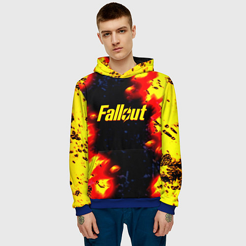 Мужская толстовка Fallout огненные краски стиль / 3D-Синий – фото 3