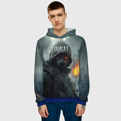 Мужская толстовка Stalker 2 взрыв вышки / 3D-Синий – фото 3