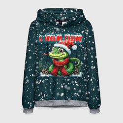 Толстовка-худи мужская С новым годом змеи, цвет: 3D-меланж