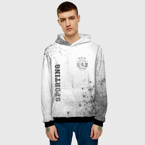 Мужская толстовка Sporting - white gradient вертикально / 3D-Черный – фото 3