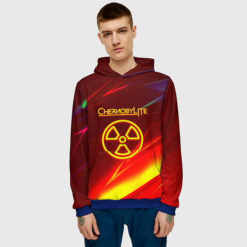 Мужская толстовка Чернобыль лайт стрипсы / 3D-Синий – фото 3