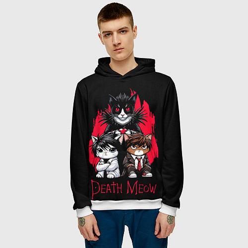 Мужская толстовка Death meow cats / 3D-Белый – фото 3