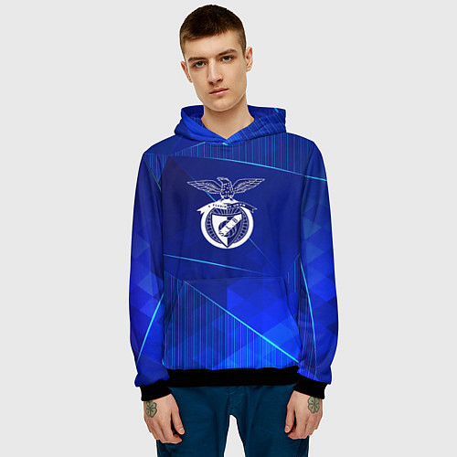 Мужская толстовка Benfica blue poly / 3D-Черный – фото 3