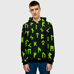 Толстовка-худи мужская Славянская символика кислота, цвет: 3D-черный — фото 2