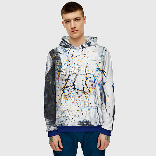 Мужская толстовка Silenthill текстура глитч / 3D-Синий – фото 3