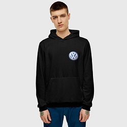 Толстовка-худи мужская Volkswagen logo auto, цвет: 3D-черный — фото 2