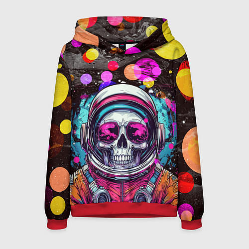 Мужская толстовка Космонавт скелет в космосе / 3D-Красный – фото 1