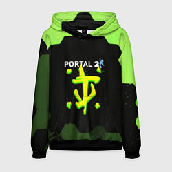 Толстовка-худи мужская Doom x portal 2 зелёные соты, цвет: 3D-черный
