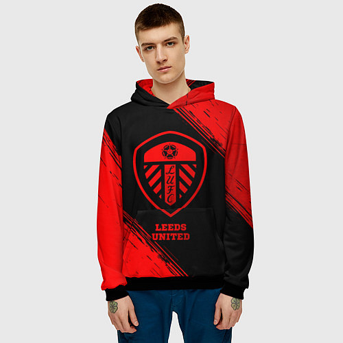 Мужская толстовка Leeds United - red gradient / 3D-Черный – фото 3