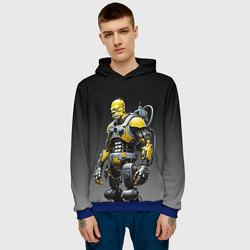 Мужская толстовка Гомер Симпсон - киборг / 3D-Синий – фото 3