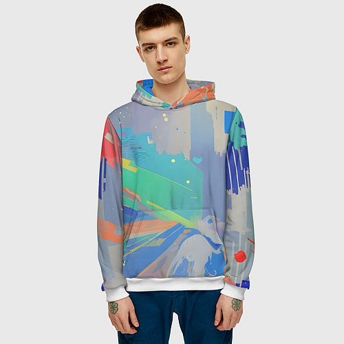 Мужская толстовка Краска абстракция / 3D-Белый – фото 3
