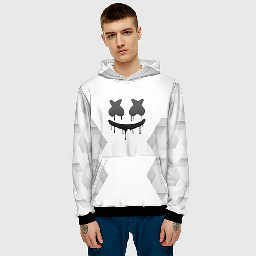 Мужская толстовка Marshmello white poly / 3D-Черный – фото 3