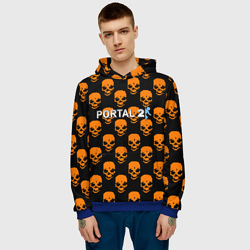 Мужская толстовка Portal skull pattern / 3D-Синий – фото 3
