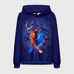 Толстовка-худи мужская Человек-паук и Веном, цвет: 3D-синий
