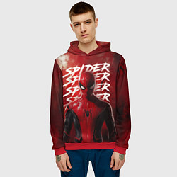 Толстовка-худи мужская Spider-man red background, цвет: 3D-красный — фото 2