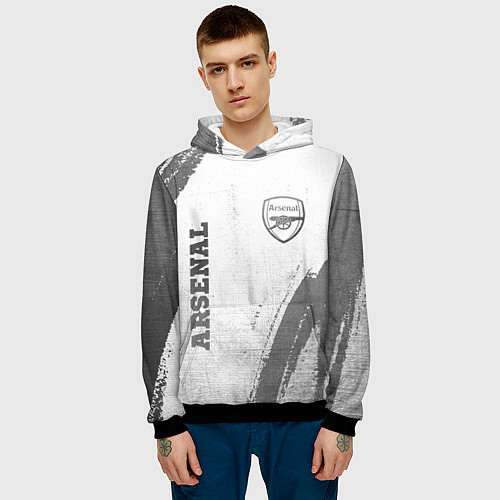 Мужская толстовка Arsenal - white gradient вертикально / 3D-Черный – фото 3