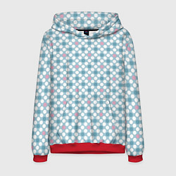 Толстовка-худи мужская Белый голубой горошек, цвет: 3D-красный