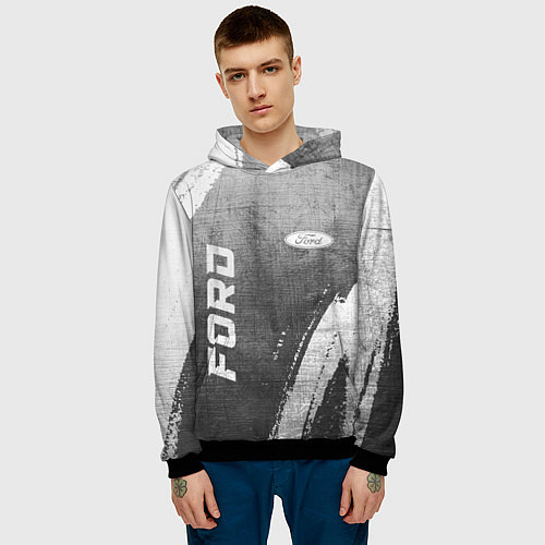 Мужская толстовка Ford - grey gradient вертикально / 3D-Черный – фото 3