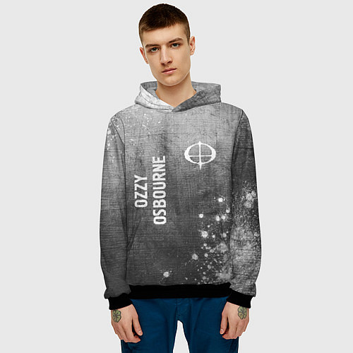 Мужская толстовка Ozzy Osbourne - grey gradient вертикально / 3D-Черный – фото 3