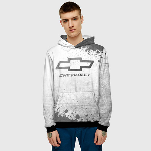 Мужская толстовка Chevrolet - white gradient / 3D-Черный – фото 3