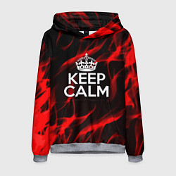 Толстовка-худи мужская Keep calm flame red, цвет: 3D-меланж