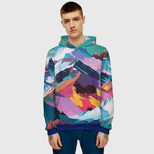 Мужская толстовка Горы краски / 3D-Синий – фото 3