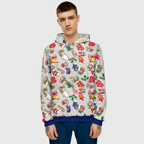 Мужская толстовка Christmas Pattern / 3D-Синий – фото 3