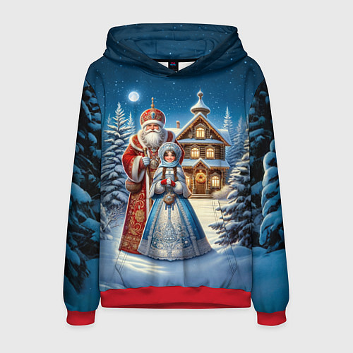 Мужская толстовка Дед Мороз и Снегурочка / 3D-Красный – фото 1