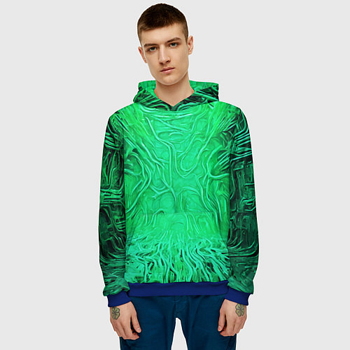 Мужская толстовка Зелёный симбионт абстракция / 3D-Синий – фото 3