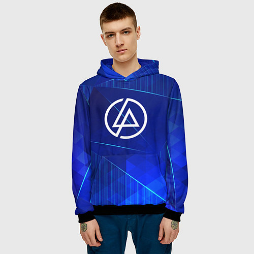 Мужская толстовка Linkin Park blue poly / 3D-Черный – фото 3