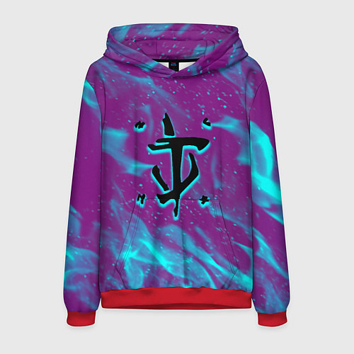 Мужская толстовка Doom neon flame / 3D-Красный – фото 1