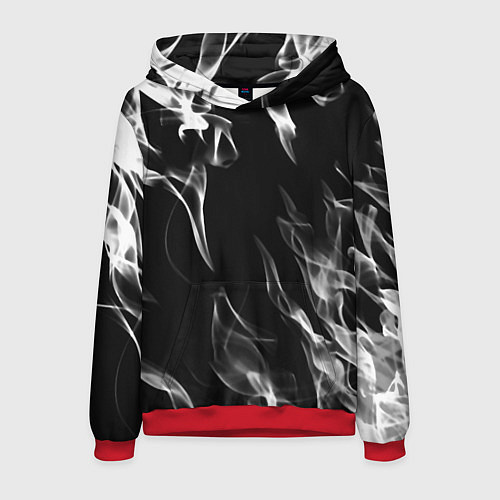 Мужская толстовка Белые языки пламени текстура / 3D-Красный – фото 1
