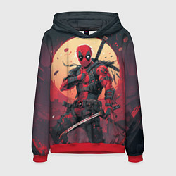 Толстовка-худи мужская Дэдпул самурай, цвет: 3D-красный