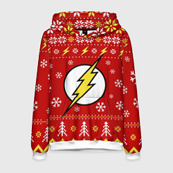 Толстовка-худи мужская Флэш новогодний, цвет: 3D-белый