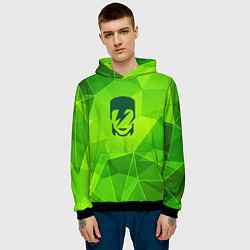 Толстовка-худи мужская David Bowie green poly, цвет: 3D-черный — фото 2