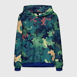 Толстовка-худи мужская Армейский камуфляж зеленый, цвет: 3D-синий