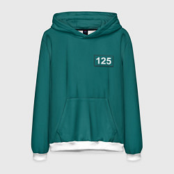 Толстовка-худи мужская Игрок 125 - Игра в кальмара, цвет: 3D-белый