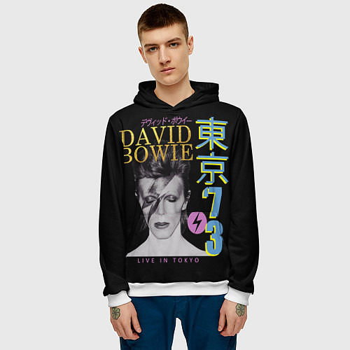 Мужская толстовка David Bowie - Tokyo 1973 / 3D-Белый – фото 3